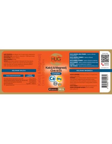 Hug Your Life Kalcij, Magnezij, Cink, D3 Complex kapsule Hug Your Life Kalcij, Magnezij, Cink, D3 Complex kapsule