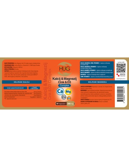 Hug Your Life Kalcij, Magnezij, Cink, D3 Complex kapsule Hug Your Life Kalcij, Magnezij, Cink, D3 Complex kapsule