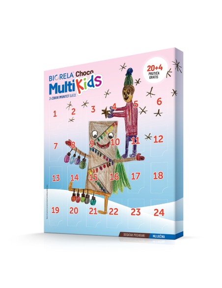 Biorela Choco Multi Kids čokoladice adventski kalendar 20+4 čokoladice gratis Biorela Choco Multi Kids čokoladice adventski kalendar 20+4 čokoladice gratis