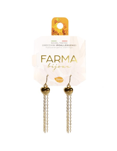 Farma Bijoux Hipoalergene naušnice Pendant Heart Golden Threads 50 mm Farma Bijoux Hipoalergene naušnice Pendant Heart Golden Threads 50 mm