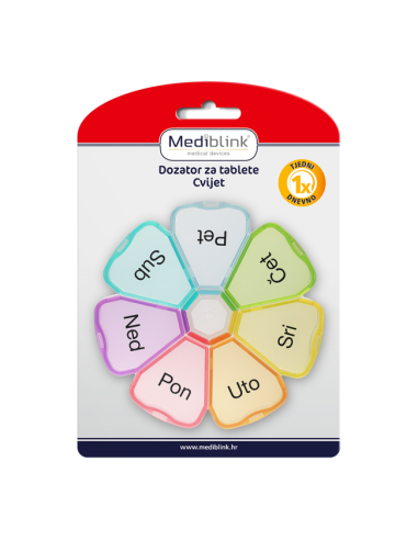 Mediblink Tjedni dozator za tablete Cvijet 1x/dan M028 Mediblink Tjedni dozator za tablete Cvijet 1x/dan M028