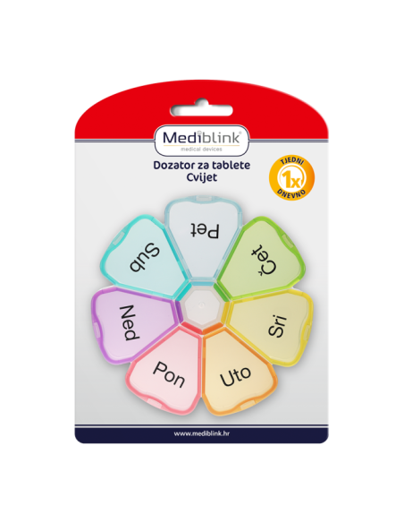 Mediblink Tjedni dozator za tablete Cvijet 1x/dan M028 Mediblink Tjedni dozator za tablete Cvijet 1x/dan M028