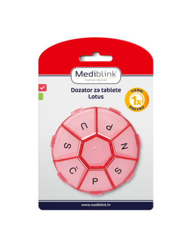 Mediblink Tjedni dozator za tablete Lotus 1x/dan crveni/zeleni M024/M025