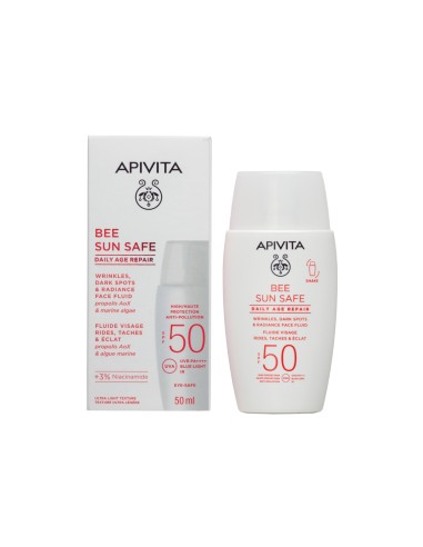 Apivita Bee Sun safe fluid za lice protiv mrlja & starenja spf50 Apivita Bee Sun safe fluid za lice protiv mrlja & starenja spf50