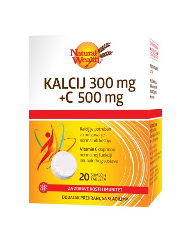 Natural Wealth Kalcij 300 + C 500 mg šumeće tablete