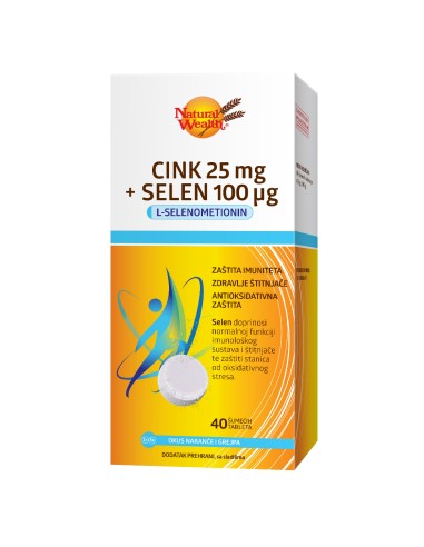 Natural Wealth Cink 25 mg + Selen 100 μg šumeće tablete