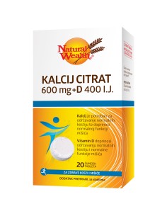 Natural Wealth Kalcij citrat 600 mg + D 400 i.j. šumeće tablete