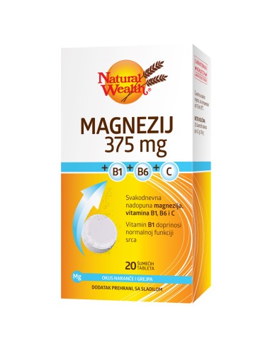 Natural Wealth Magnezij 375 MG + B1 + B6 + C šumeće tablete