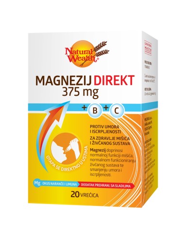 Natural Wealth Magnezij direkt 375 mg + B + C