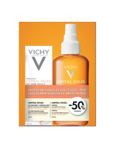 Vichy Capital Soleil UV-age Daily SPF50+ + Vichy Capital Soleil Vodica za zaštitu od sunca Promo pakiranje