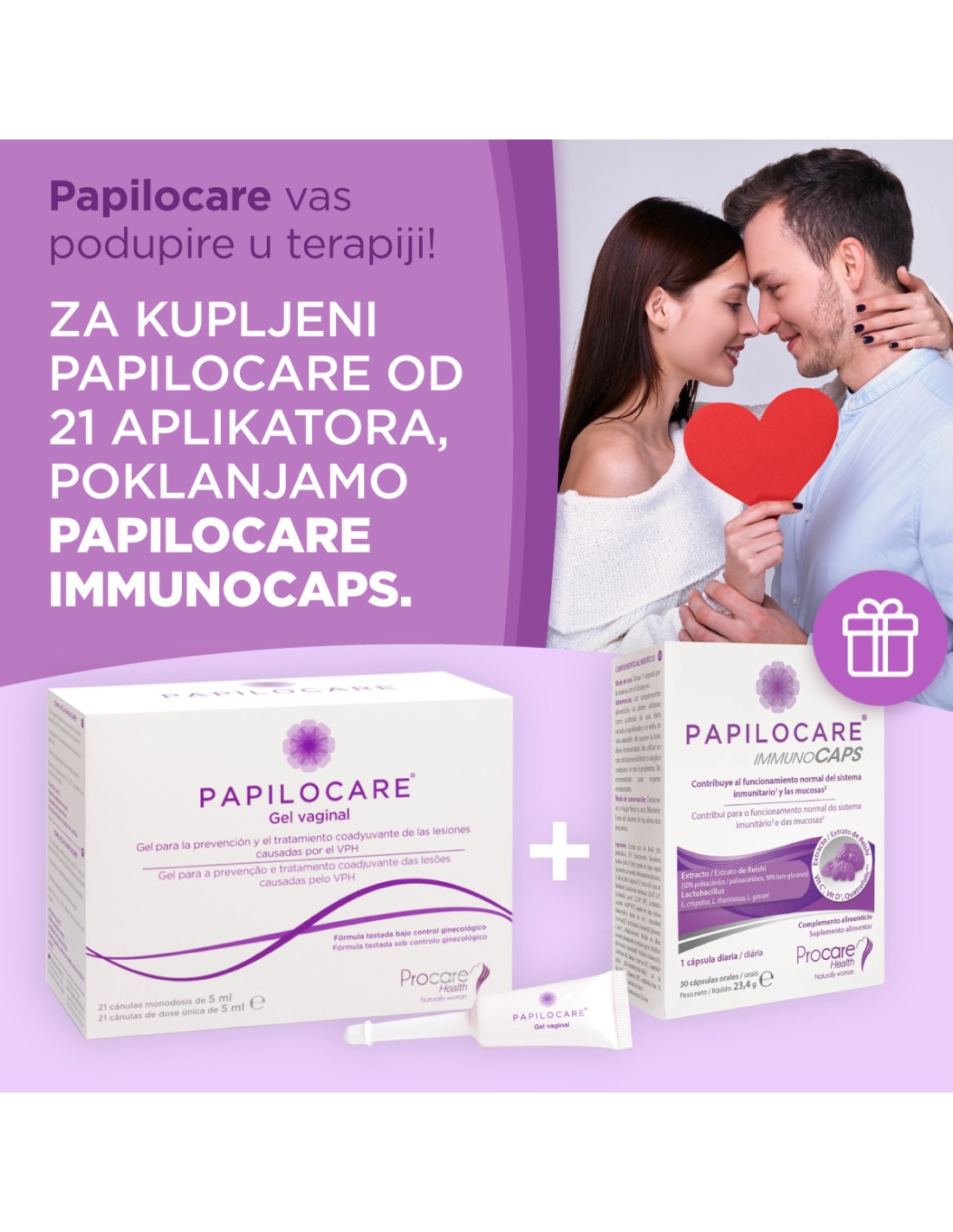 Papilocare gel za rodnicu - Immunocaps POKLON uz pakiranje od 21 aplikator