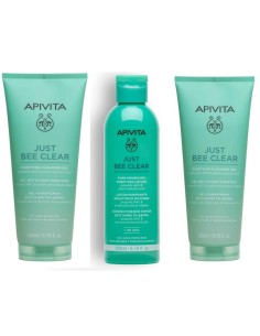 Apivita Just Bee Clear gel za umivanje lica + Just Bee Clear losion + Just Bee Clear matirajuća hidratantna gel krema