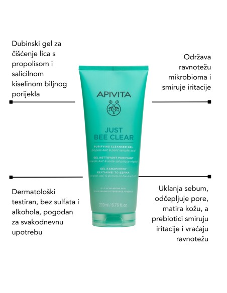 Beper ultrazvučni čistač + Apivita Just Bee Clear gel za umivanje + Losion + Matirajuća gel krema
