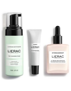 Lierac Pjena za čišćenje lica + Dioptipoche Gel protiv natečenosti područja oko očiju + Hydragenist Hidratantni serum