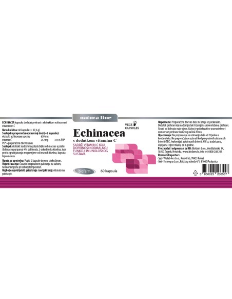 Biofarm NaturaLine Echinacea s dodatkom vitamina C kapsule Biofarm NaturaLine Echinacea s dodatkom vitamina C kapsule