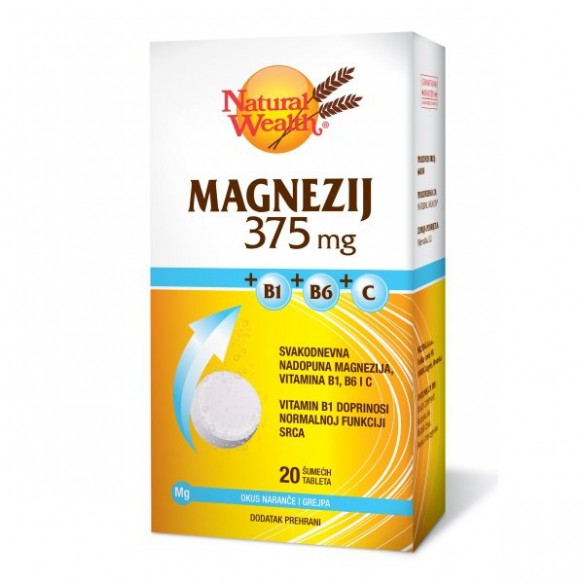 Natural Wealth Magnezij 375 MG + B1 + B6 + C šumeće tablete