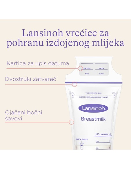 Lansinoh vrećice za čuvanje i zamrzavanje izdojenog mlijeka Lansinoh vrećice za čuvanje i zamrzavanje izdojenog mlijeka