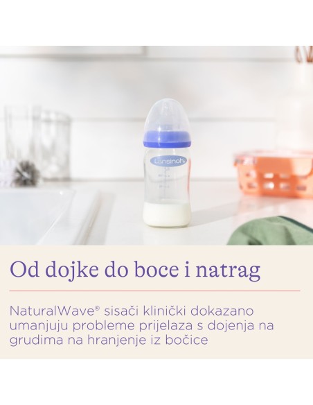 Lansinoh Staklena bočica za hranjenje s NaturalWave sisačem