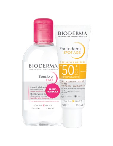 Bioderma Photoderm SPOT-AGE SPF50 krema + Sensibio H2O Promo pakiranje
