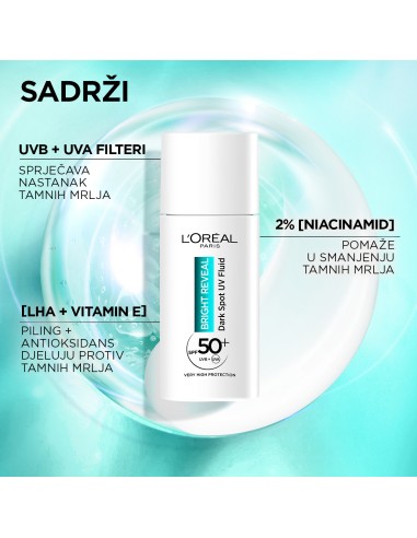 L'Oreal Paris Bright Reveal UV fluid protiv tamnih mrlja 50ml L'Oreal Paris Bright Reveal UV fluid protiv tamnih mrlja 50ml