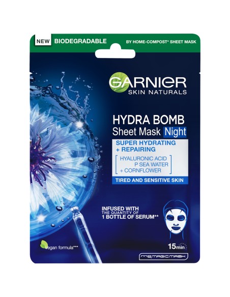 Garnier Skin Naturals Hydra Bomb Tissue Mask Night noćna maska za lice 32 g Garnier Skin Naturals Hydra Bomb Tissue Mask Night noćna maska za lice 32 g