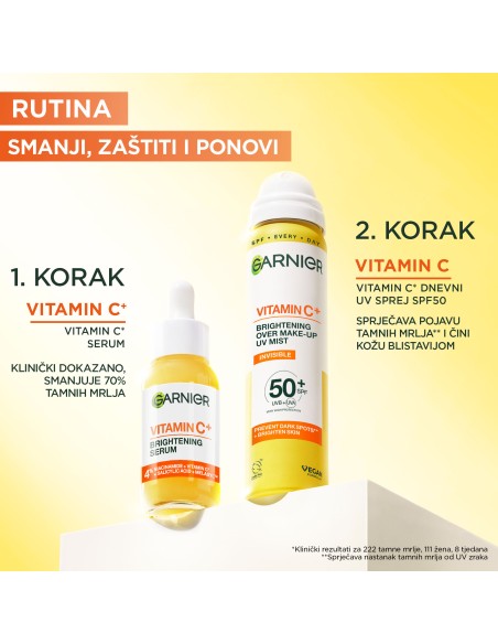 Garnier UV sprej s Vitaminom C* za blistavu kožu SPF50+ Garnier UV sprej s Vitaminom C* za blistavu kožu SPF50+