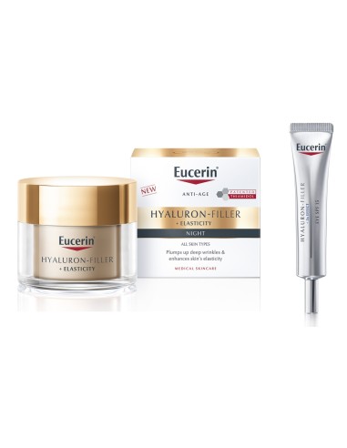 Eucerin Anti Age Hyaluron-Filler + Elasticity noćna njega + krema oko očiju Promo pakiranje