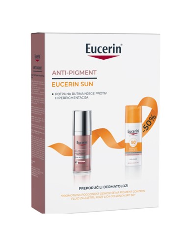 Eucerin Anti-Pigment dvofazni tretman + Eucerin Sun Pigment Control fluid SPF50 Promo pakiranje