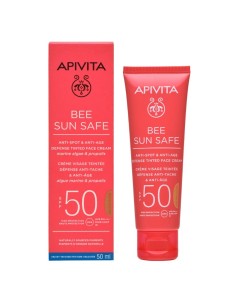Apivita Bee Sun Safe Golden krema za lice protiv mrlja i starenja SPF 50