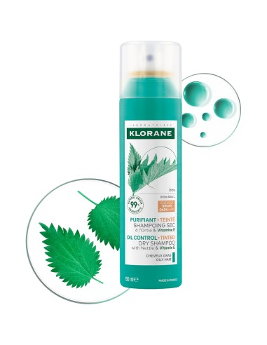 Klorane suhi šampon s koprivom i vitaminom E - za tamnu kosu