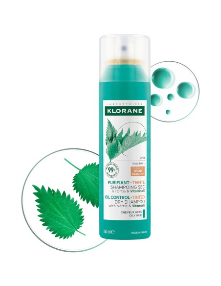 Klorane suhi šampon s koprivom i vitaminom E - za tamnu kosu