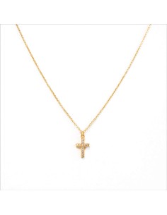 Farma Bijoux Hipoalergena Ogrlica Gold Plated Cross with Crystals 1GX01