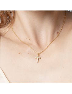 Farma Bijoux Hipoalergena Ogrlica Gold Plated Cross with Crystals 1GX01 2