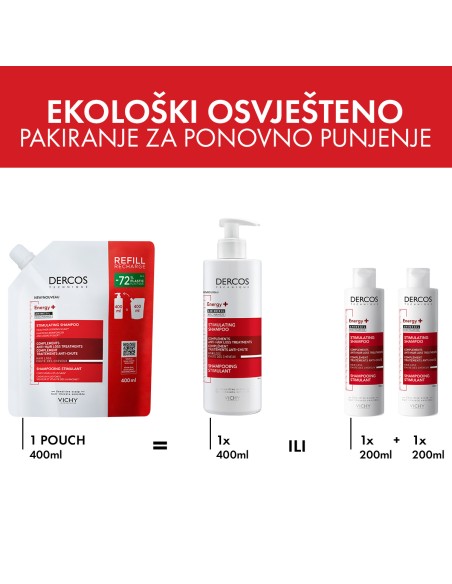 Vichy Dercos Šampon Energy+ protiv ispadanja kose Refill 400 ml