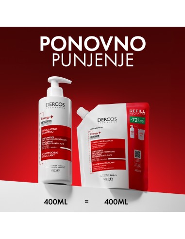 Vichy Dercos Šampon Energy+ protiv ispadanja kose Refill 400 ml
