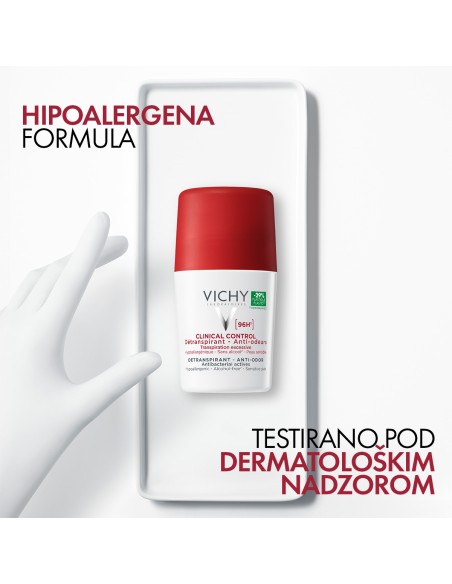 Vichy Deodorant Clinical Control Roll-on dezodorans protiv neugodnih mirisa do 96h (white) Vichy Deodorant Clinical Control Roll-on dezodorans protiv neugodnih mirisa do 96h (white)