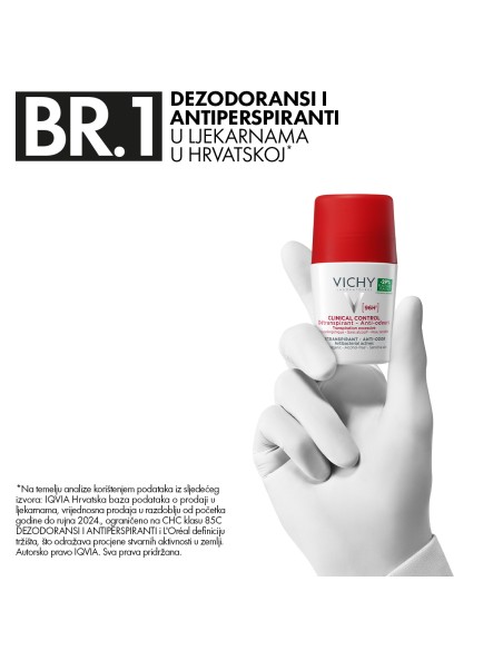 Vichy Deodorant Clinical Control Roll-on dezodorans protiv neugodnih mirisa do 96h (white) Vichy Deodorant Clinical Control Roll-on dezodorans protiv neugodnih mirisa do 96h (white)