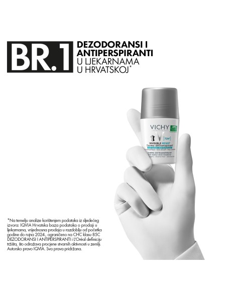 Vichy Deo invisible resist 72h* Dermo Detranspirant protiv mrlja i protiv nadraženosti Vichy Deo invisible resist 72h* Dermo Detranspirant protiv mrlja i protiv nadraženosti