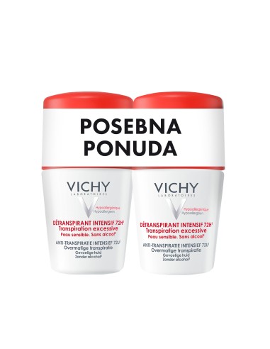 Vichy Deodorant Anti-stres Roll-on dezodorans protiv prekomjernog znojenja do 72h Duo Promo pakiranje