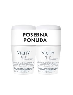 Vichy Deodorant Roll-on dezodorans za regulaciju znojenja do 48h za osjetljivu kožu Duo Promo pakiranje (bijeli)