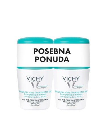 Vichy Deodorant Roll-on dezodorans protiv prekomjernog znojenja do 48h Duo Promo pakiranje (zeleni)