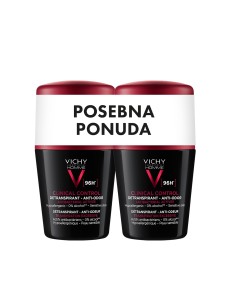 Vichy Homme Deodorant Clinical Control Roll-on dezodorans protiv neugodnih mirisa do 96h Duo Promo pakiranje