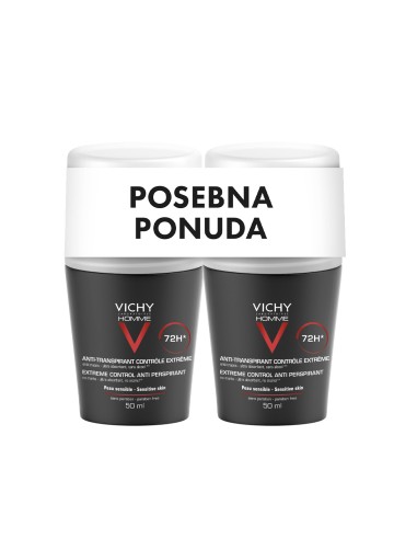 Vichy Homme Antiperspirant roll-on za zaštitu od znojenja do 72h Duo Promo pakiranje