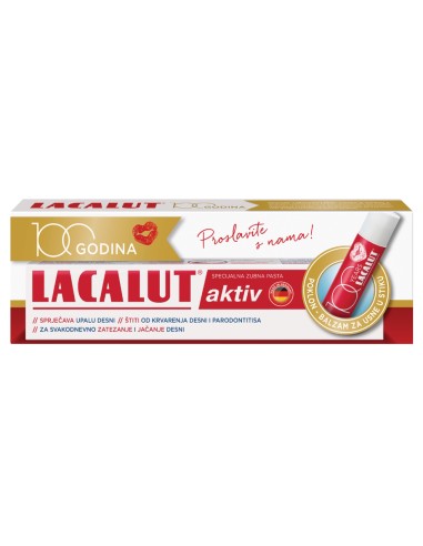 Lacalut zubna pasta aktiv + poklon balzam za usne u stiku Promo pakiranje