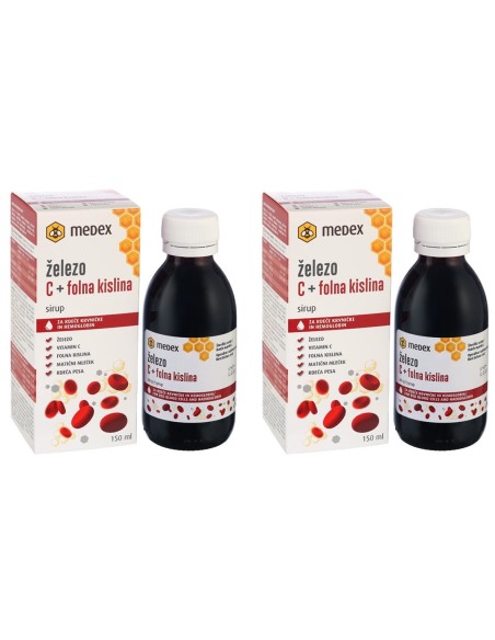 Medex Sirup Željezo + C vitamin + folna kiselina u mednom sirupu 1+1 PROMO
