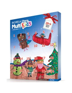 Biorela Choco Multi Kids čokoladice adventski kalendar 20+4 čokoladice gratis