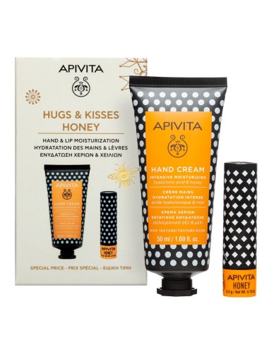 Apivita Božićni Set 2025 krema za ruke za intenzivnu hidrataciju i balzam za usne Promo pakiranje