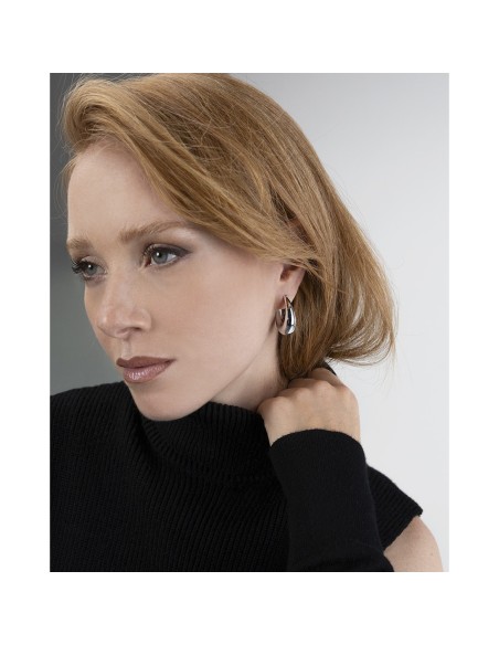 Farma Bijoux Hipoalergene naušnice Big Oval Hoops Silver Wow5