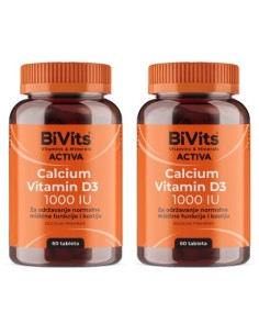 Abela BiVits Activa Calcium Vitamin D3 1000 IU tablete 1+1 Promo pakiranje, dodatak prehrani