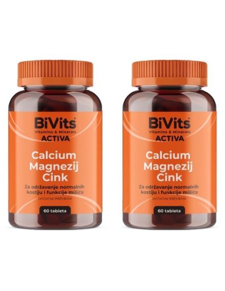 Abela BiVits Activa Calcium Magnezij Cink tablete 1+1 Promo pakiranje, dodatak prehrani